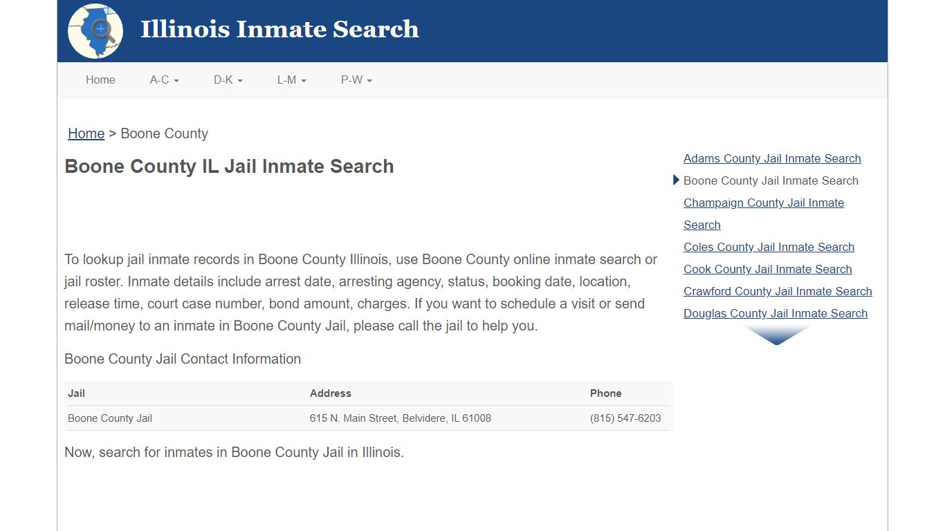 Boone County IL Jail Inmate Search