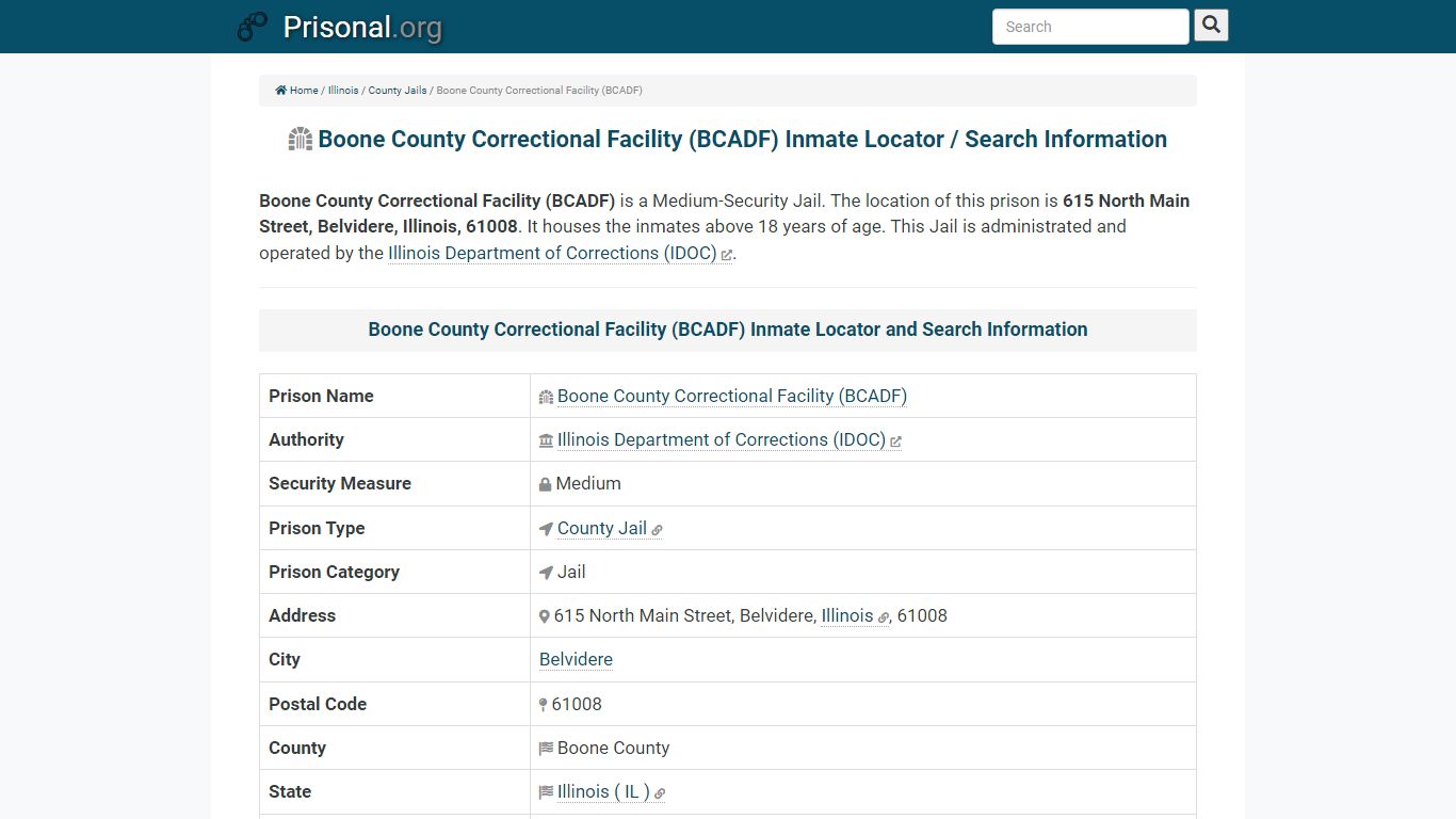 Boone County Correctional Facility (BCADF)-Inmate Locator ...